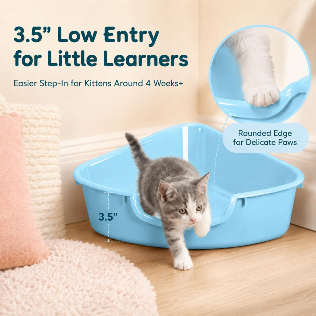 Corner Litter Box, Low Entry Kitten Litter Box K544176