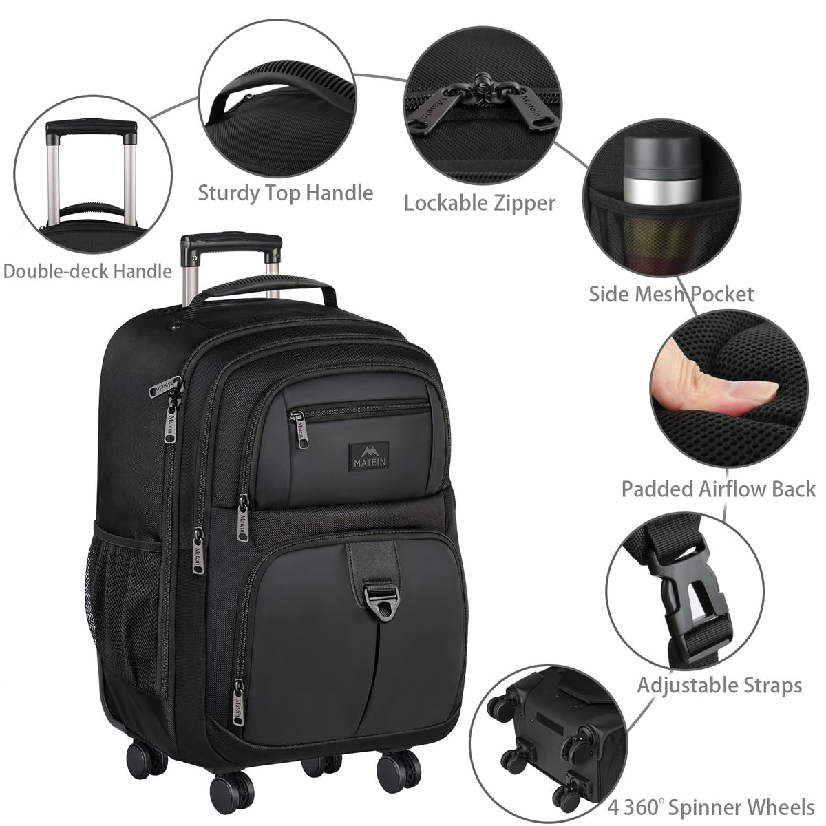 Rolling Backpack with 4 Wheels O16592