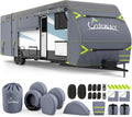 600D Oxford Waterproof Rip-Stop RV Cover 24-27ft with 4 Tire Covers Q865519