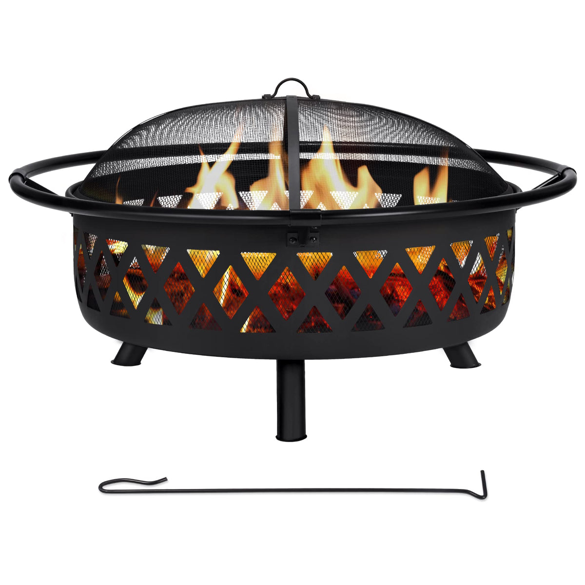 42” Wood Burning Patio Fire Pit with Spark Screen J24822