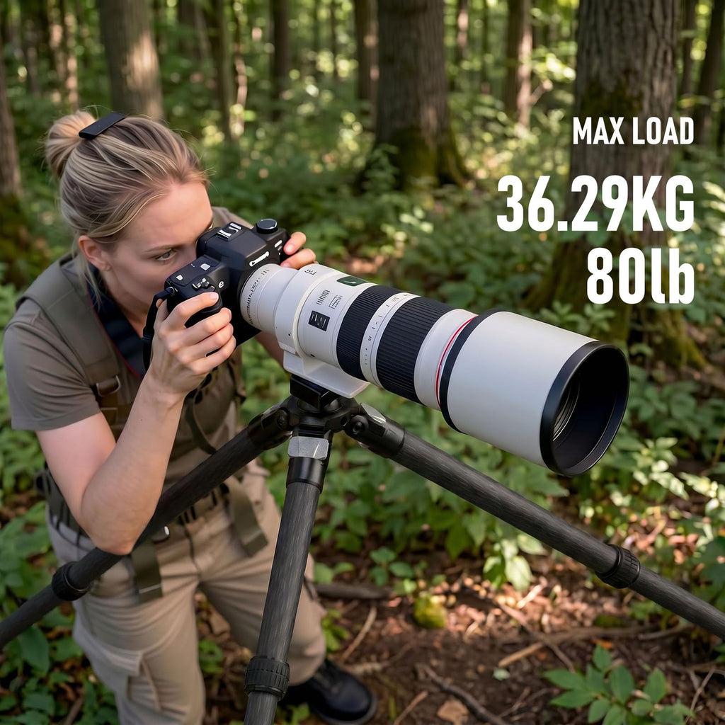 Carbon Fiber Hunting Tripod with Bubble Level and Ball Head K974