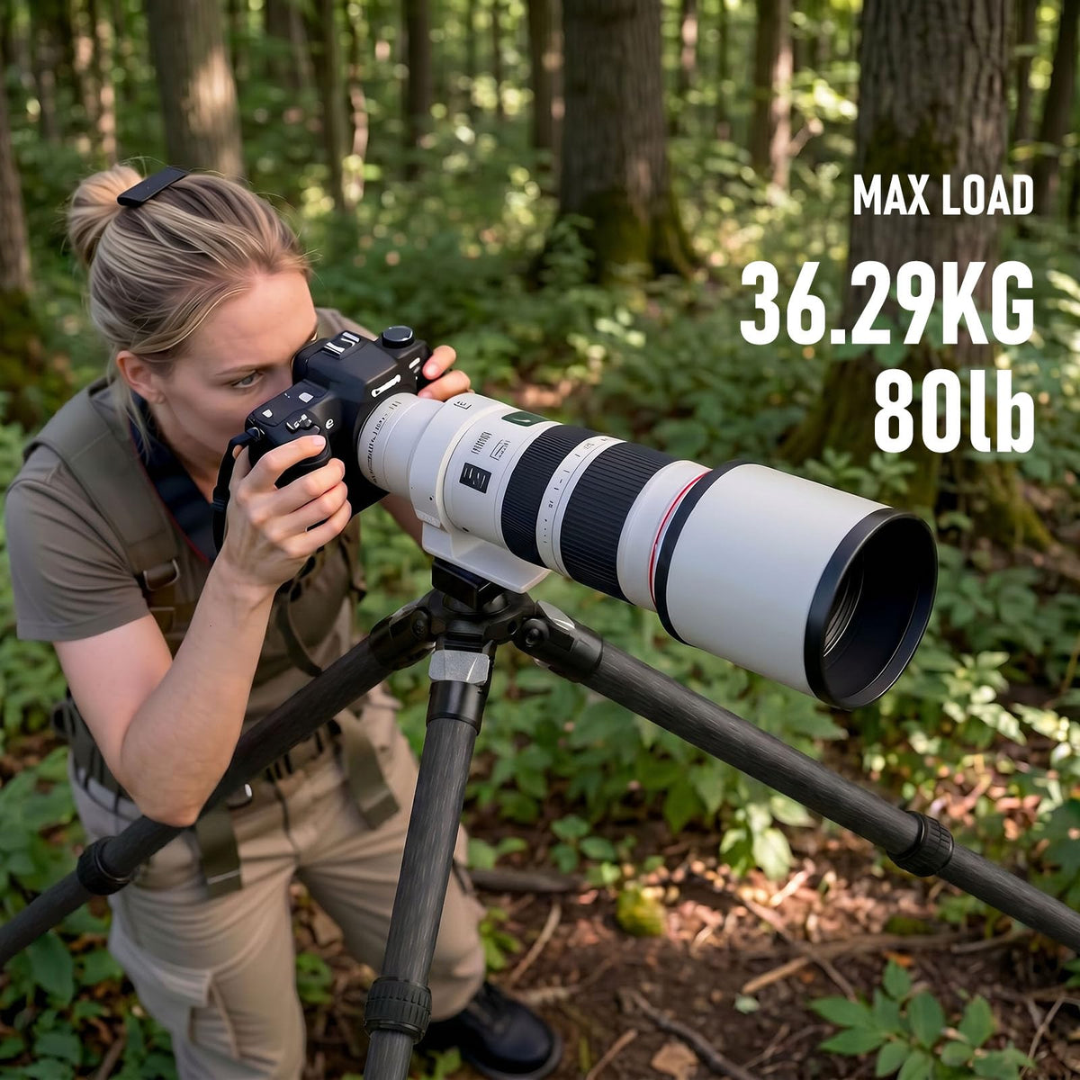 Carbon Fiber Hunting Tripod with Bubble Level and Ball Head K974