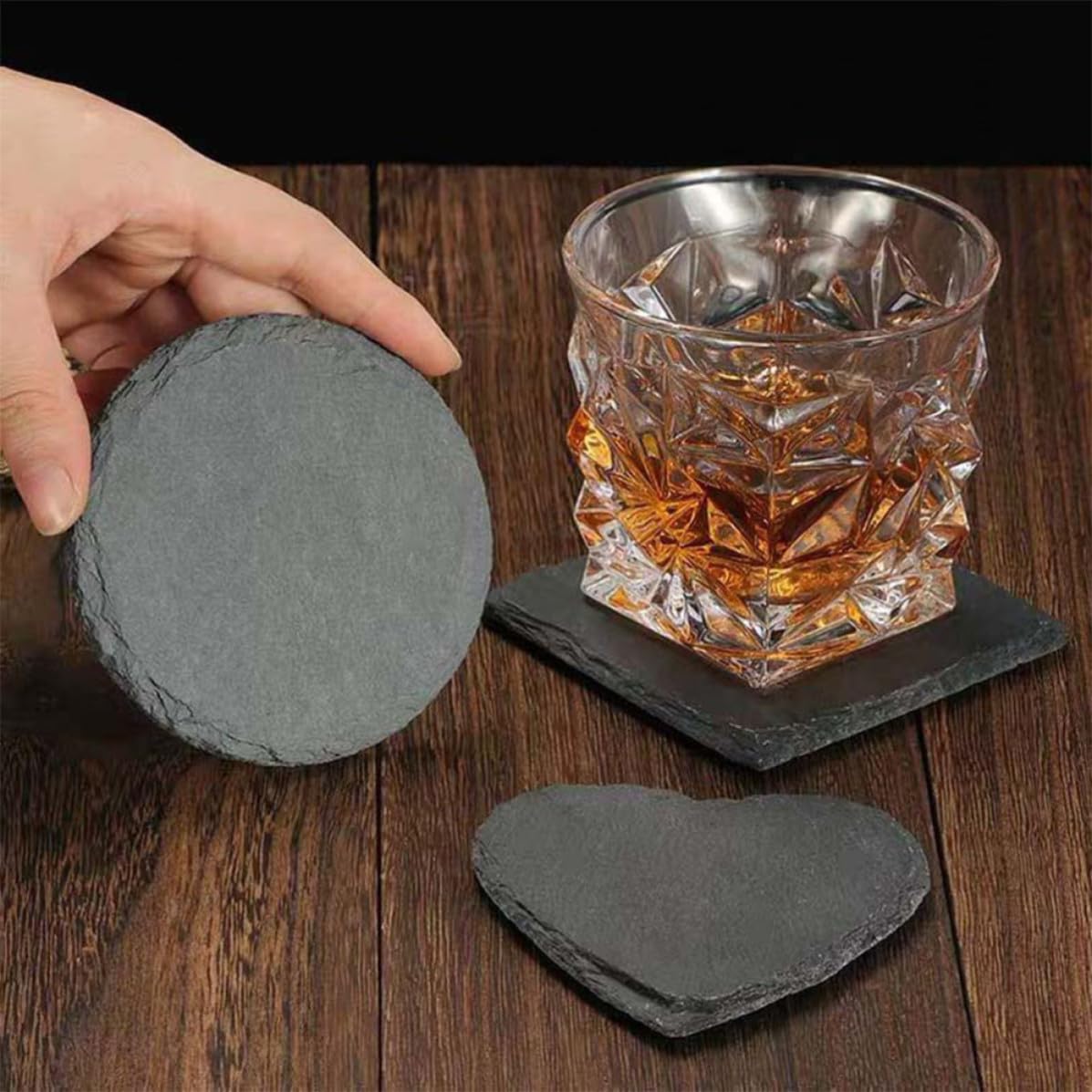 Natural Stone Square Drink Coasters Set D53900