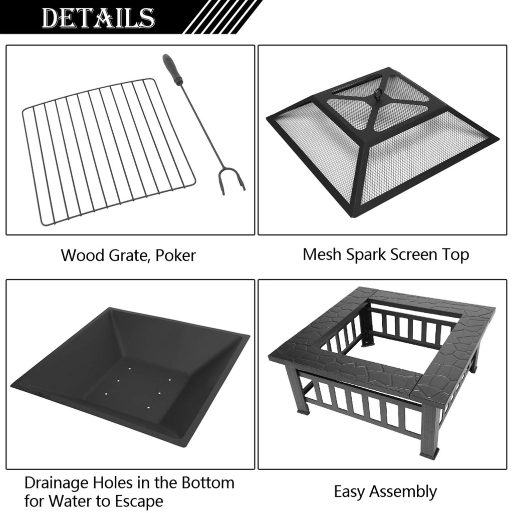 32 Inch Square Fire Pit X771618