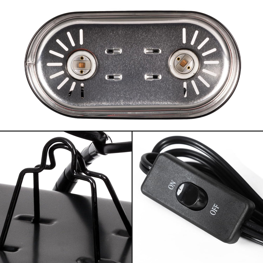 Reptile Heat Lamp Combo Pack with Dual Light Fixture, 100W Basking Spot Light & 26W UVA UVB Bulb E908