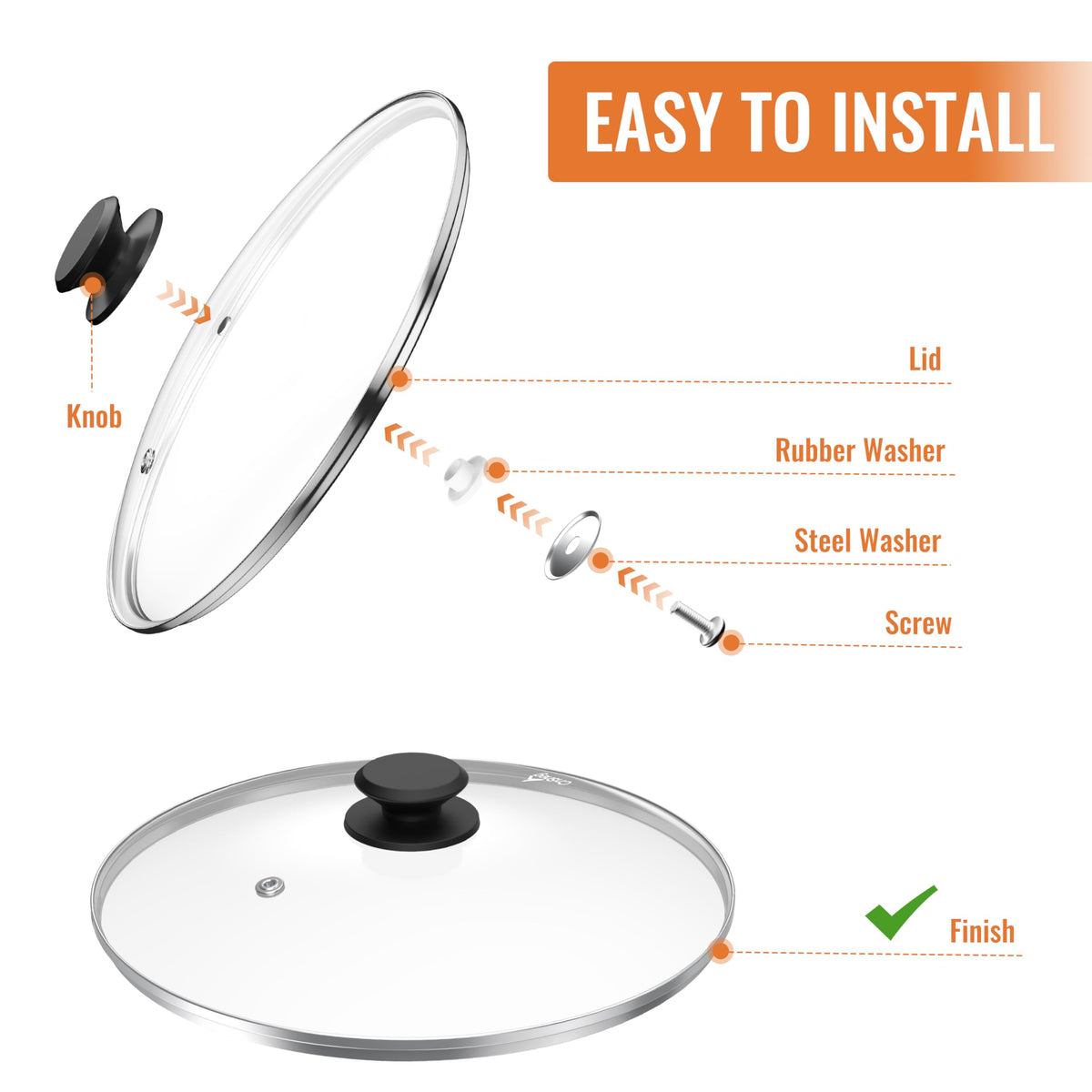 Tempered Glass Pot and Pan Lid 10.5 Inch K3005
