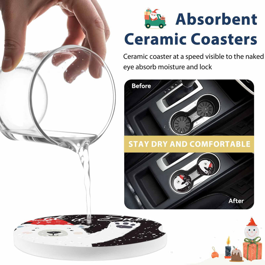 Absorbent Ceramic Stone Car Coasters Set of 2 X99613