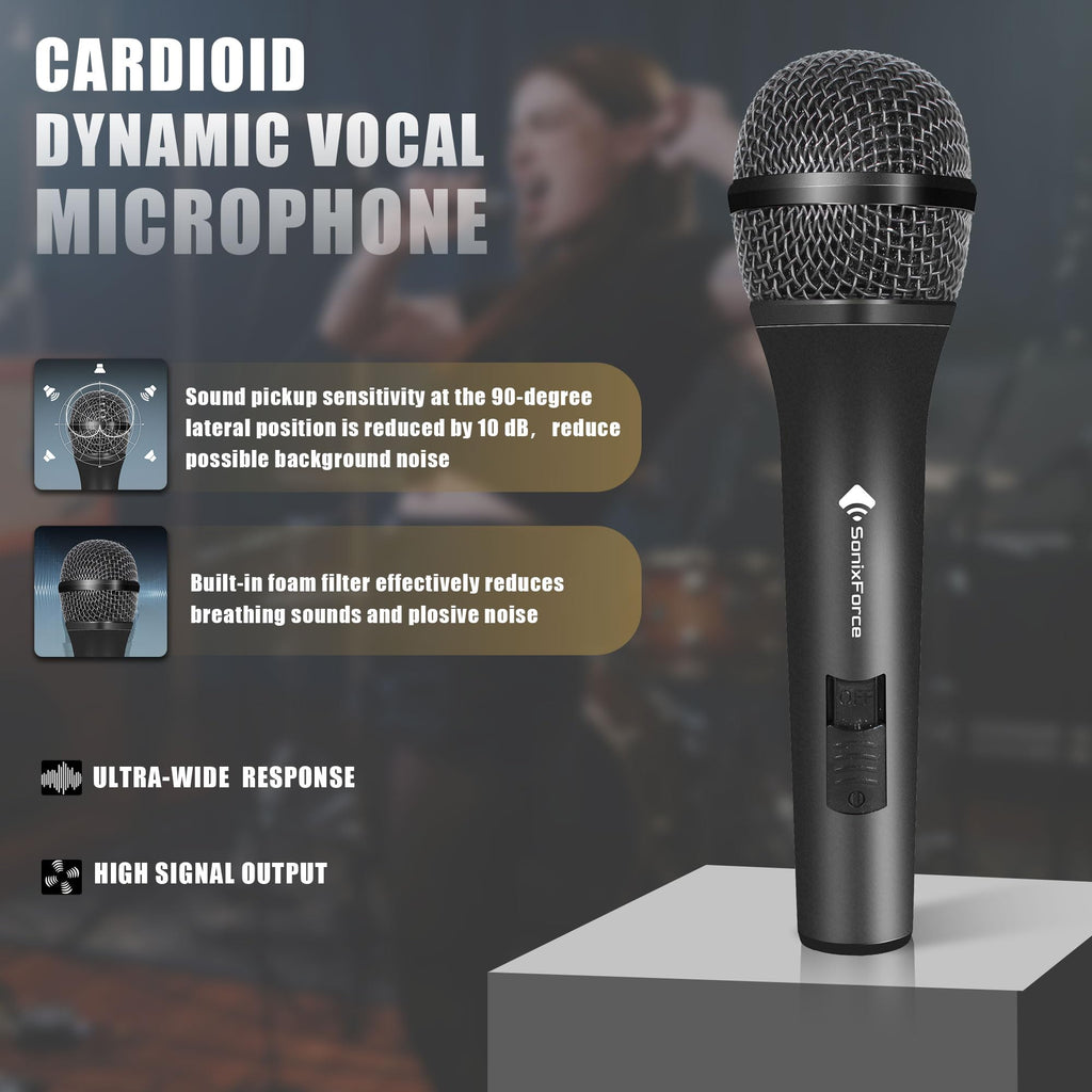 Dynamic Handheld Vocal Microphone with XLR to 1/4'' Audio Cable F4325