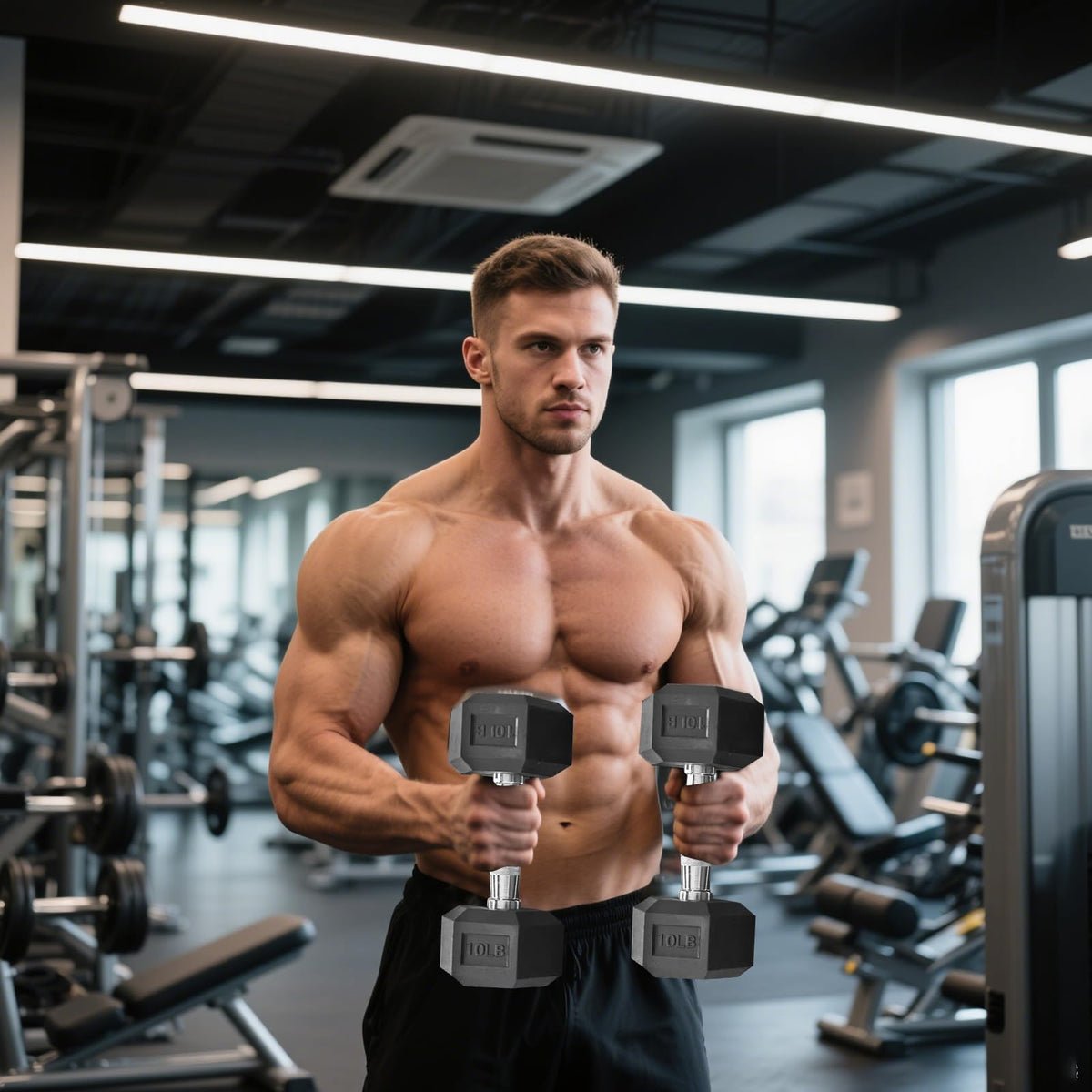 15 lb-550 lb Rubber Hex Dumbbell Set G7005