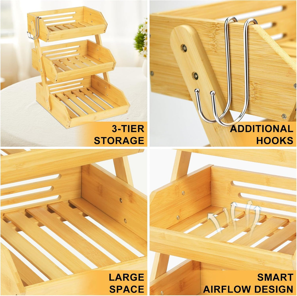 3 Tier Natural Bamboo Fruit Basket F961282