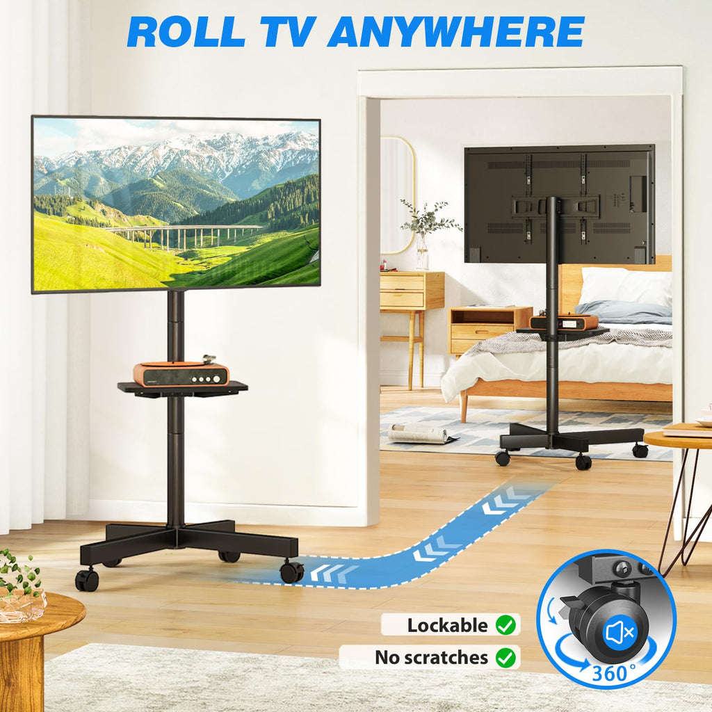 Mobile TV Stand for 23-65 Inch Flat Curved TVs Black V758612