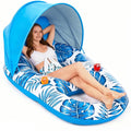 Inflatable Pool Float Lounger with Canopy and Cup Holders S563832