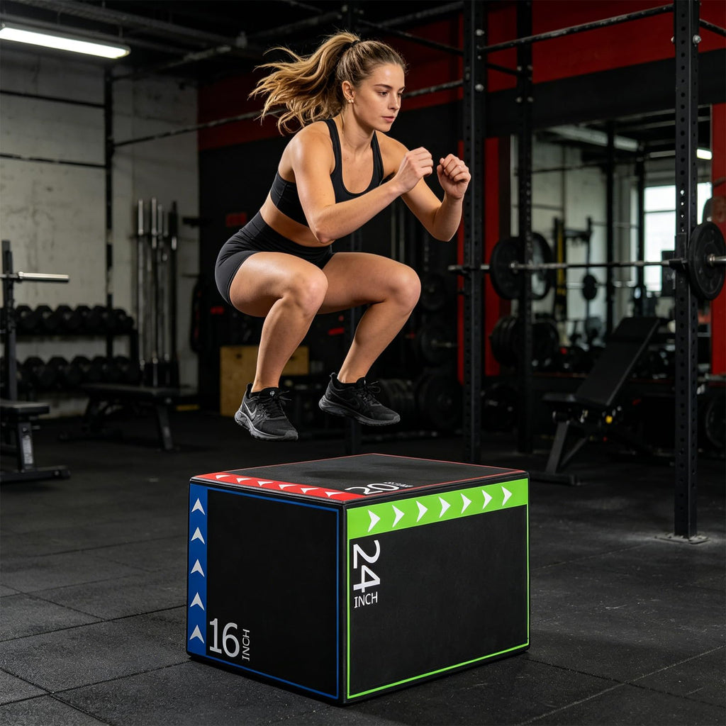 3 in 1 Plyometric Jump Box 16/20/24 Inch Soft Foam W24922