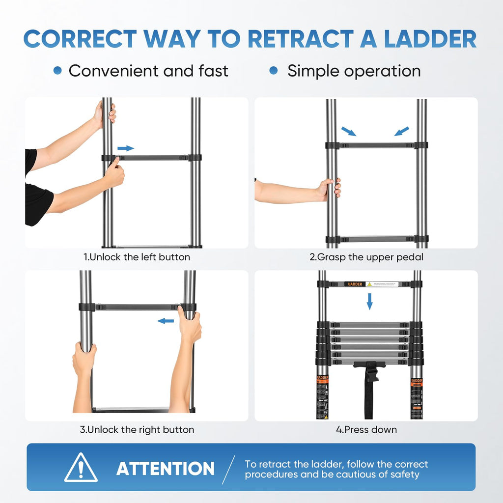 16.5 ft Telescoping Ladder with Hooks 330 lbs K4690