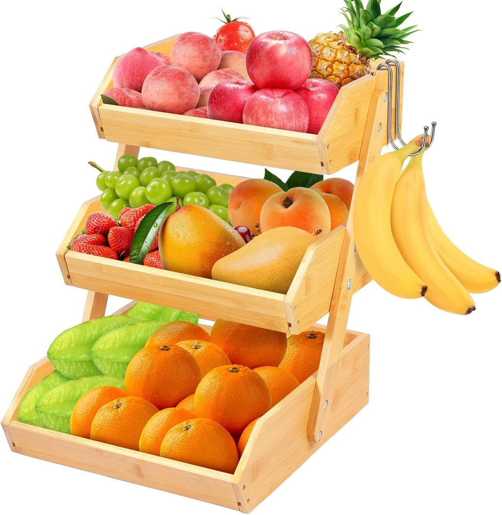 3 Tier Natural Bamboo Fruit Basket F961282