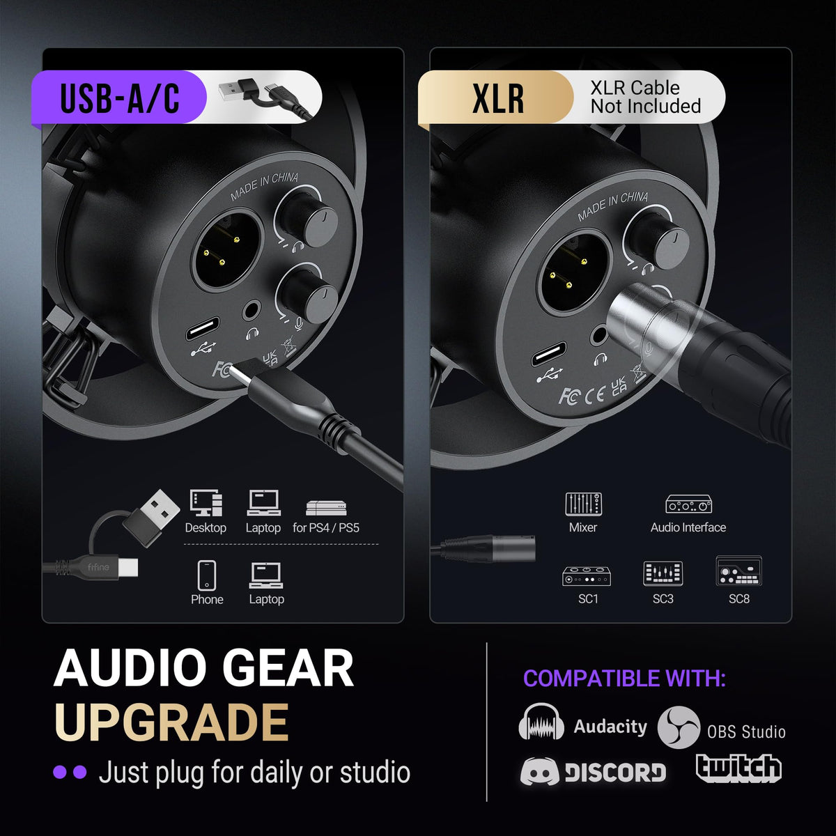 USB/XLR Dynamic Vocal Microphone Kit I448