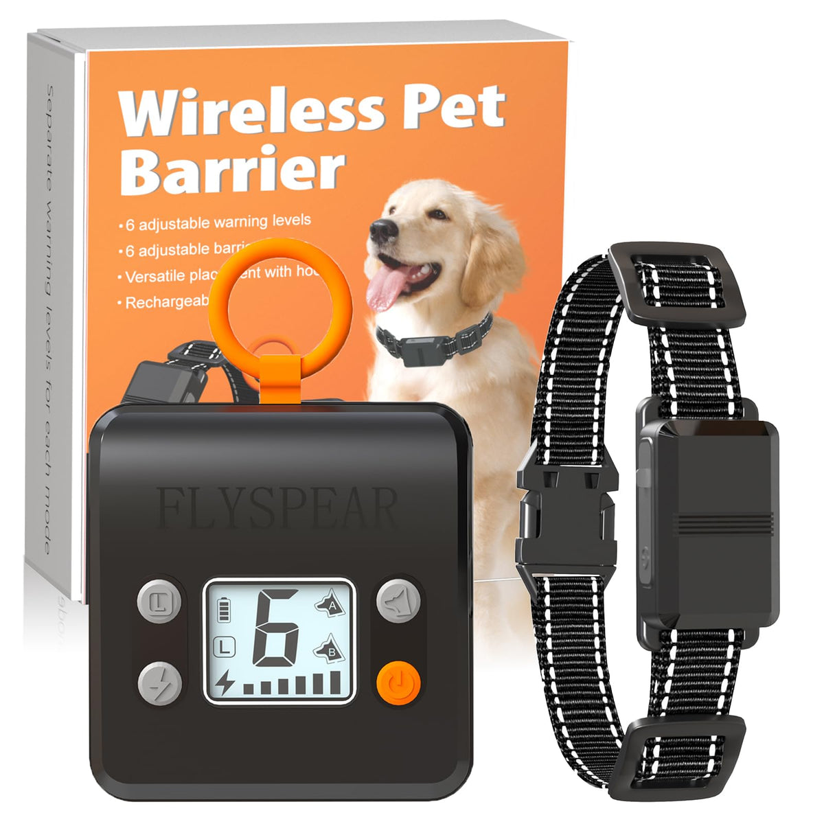 Wireless Rechargeable Indoor Pet Barrier with 6 Adjustable Range E933494
