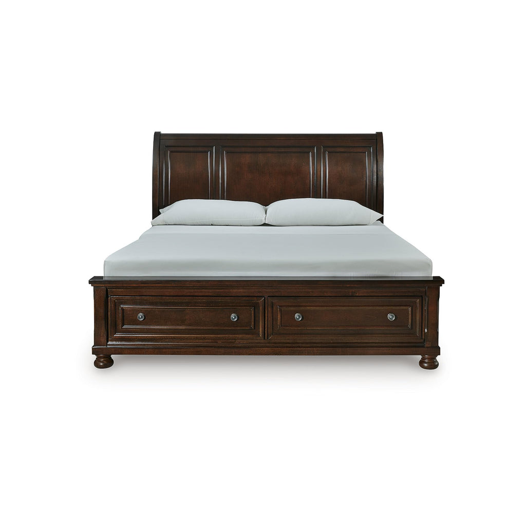 Cal King Sleigh Bed Frame with Storage C384