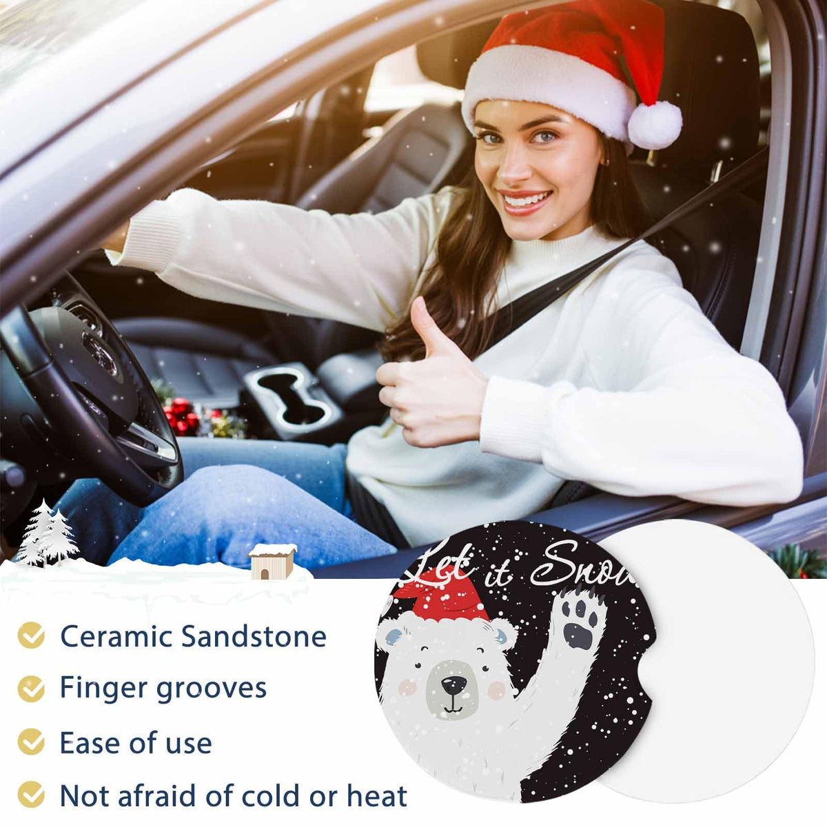 Absorbent Ceramic Stone Car Coasters Set of 2 X99613