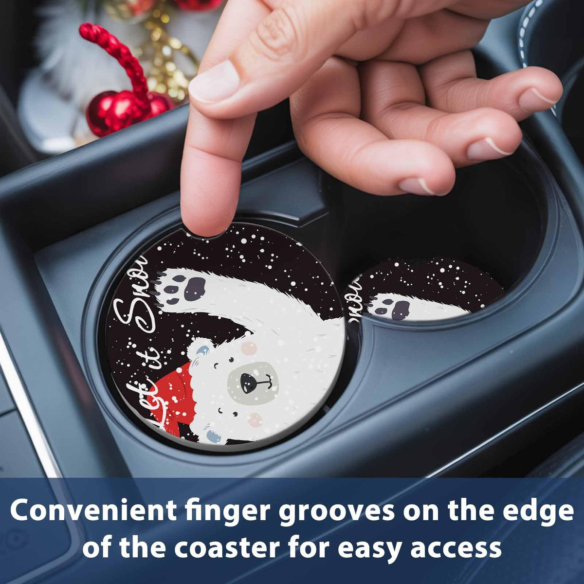Absorbent Ceramic Stone Car Coasters Set of 2 X99613
