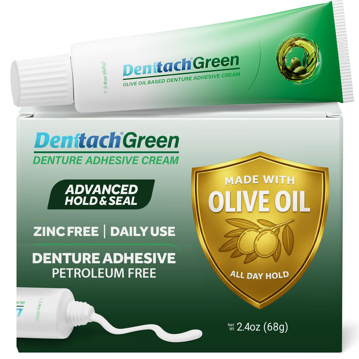 Green Petroleum Free Olive Oil Based Denture Adhesive 2.4 Ounce S2359
