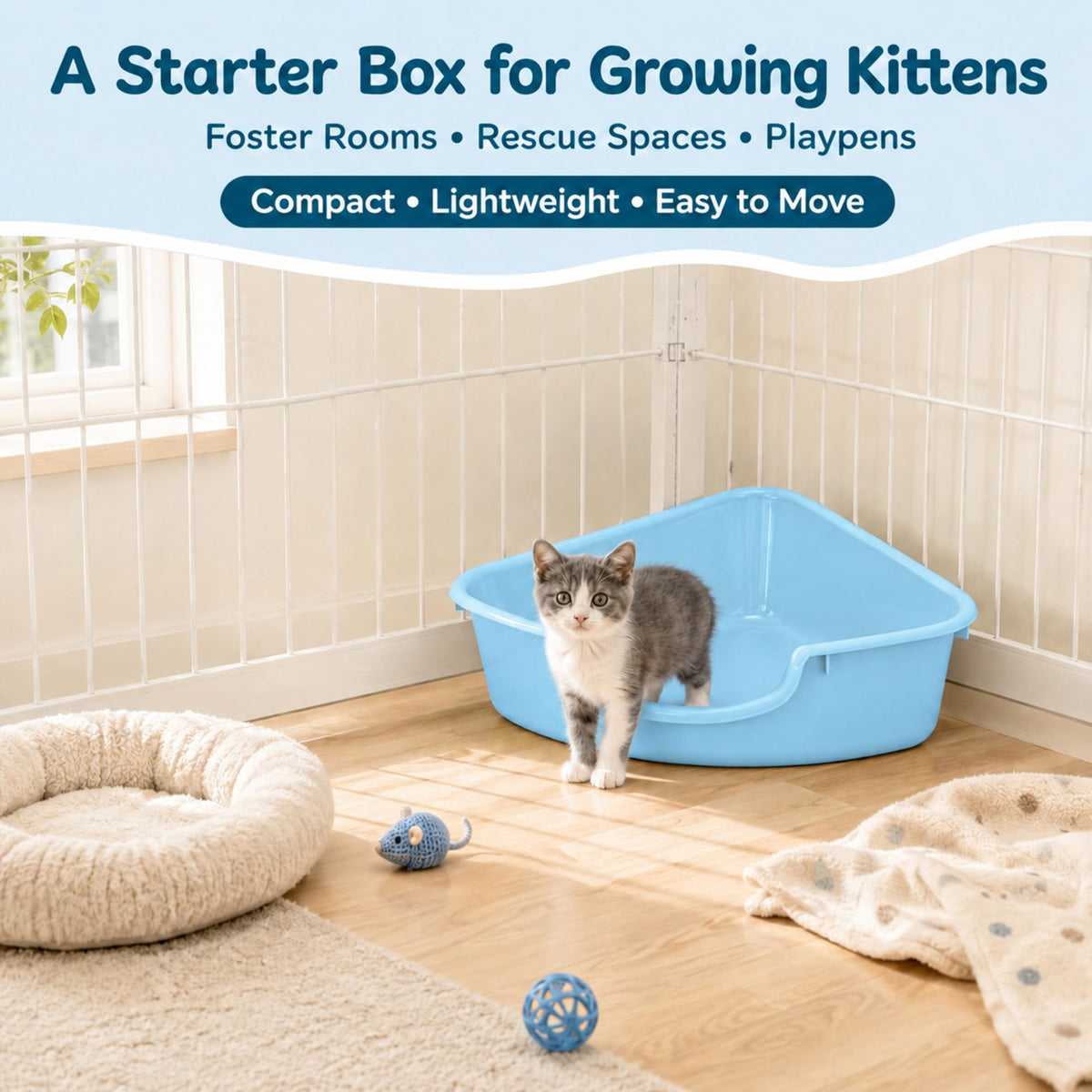 Corner Litter Box, Low Entry Kitten Litter Box K544176
