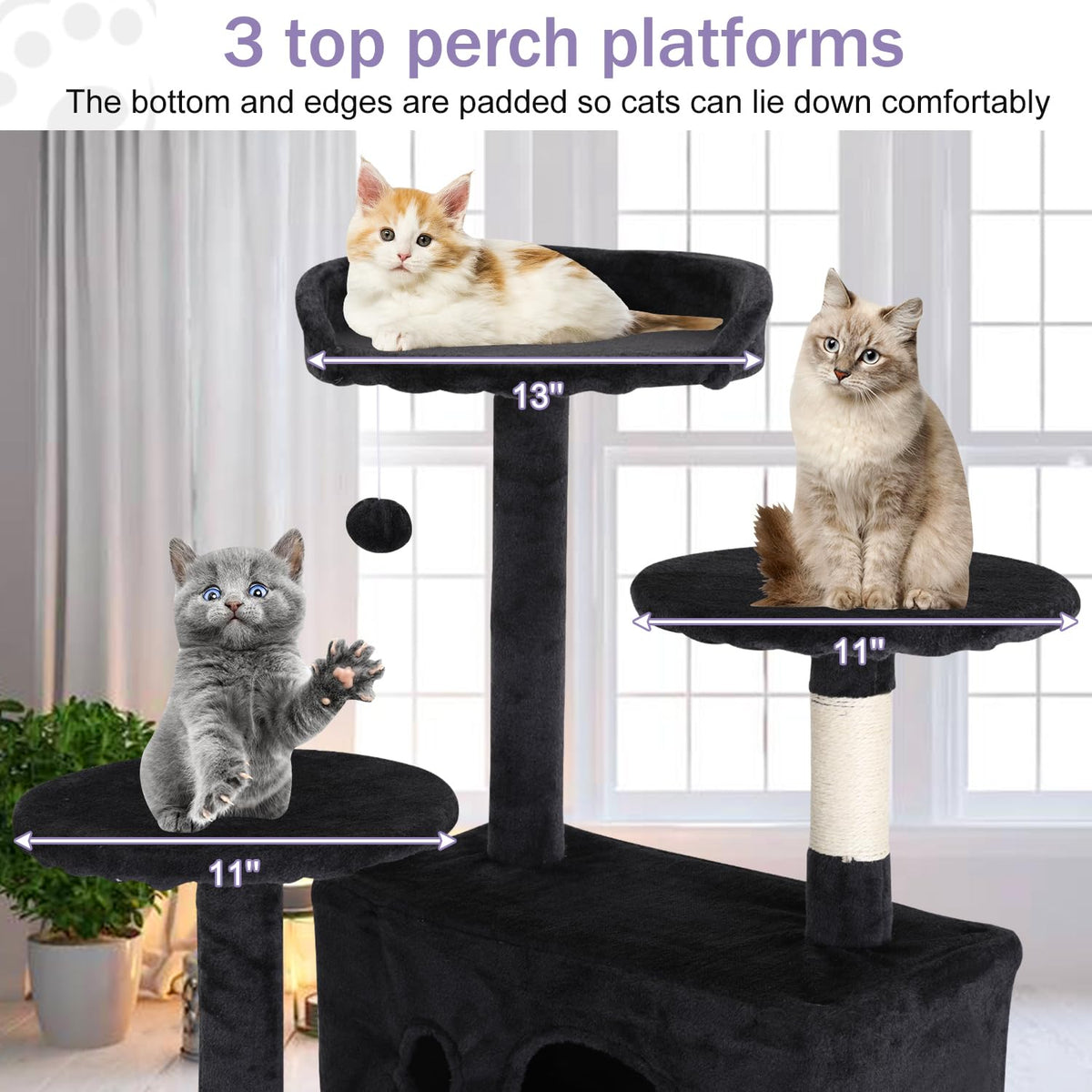 70 Inches Dark Gray Multi-Level Cat Tree with Litter Box Enclosure L87636