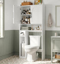 34" Over the Toilet Storage Cabinet with Arched Doors, White N493