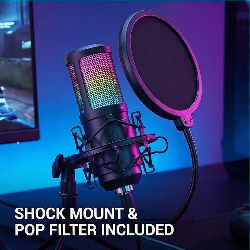 USB Condenser Gaming Mic with Shock Mount D381