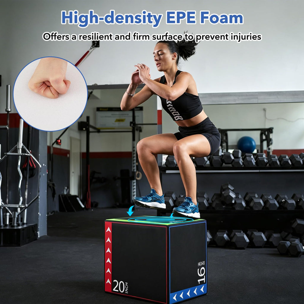 3 in 1 Plyometric Jump Box 16/20/24 Inch Soft Foam W24922