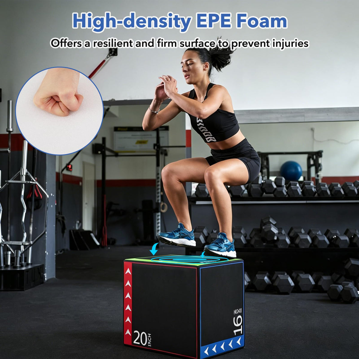 3 in 1 Plyometric Jump Box 16/20/24 Inch Soft Foam W24922
