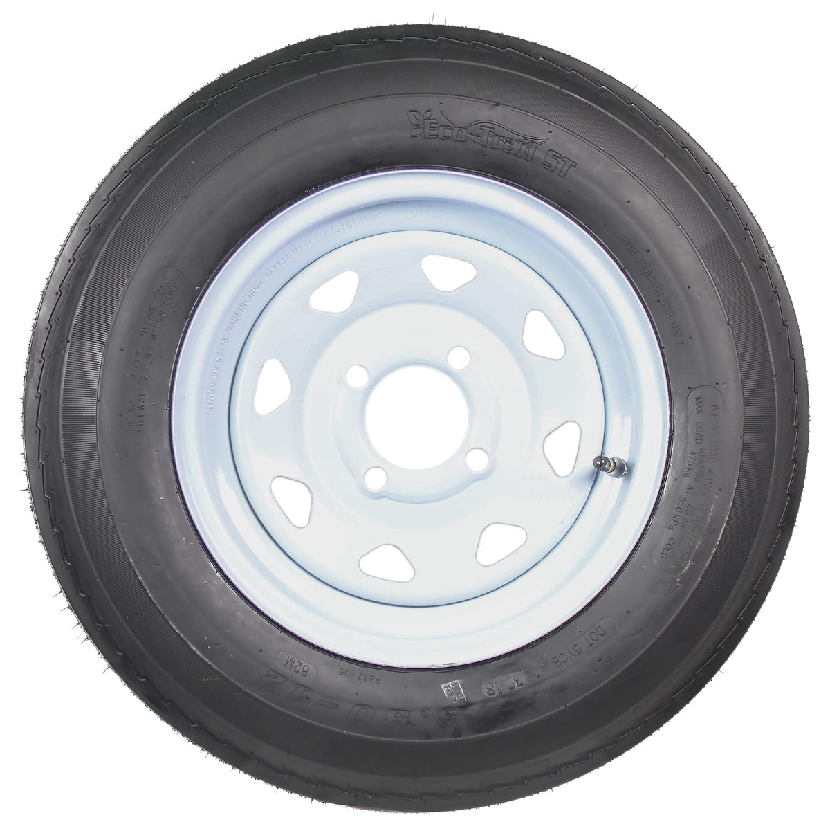 Trailer Tire Rim Assembly 5.30-12 Load C 4 Lug White I803