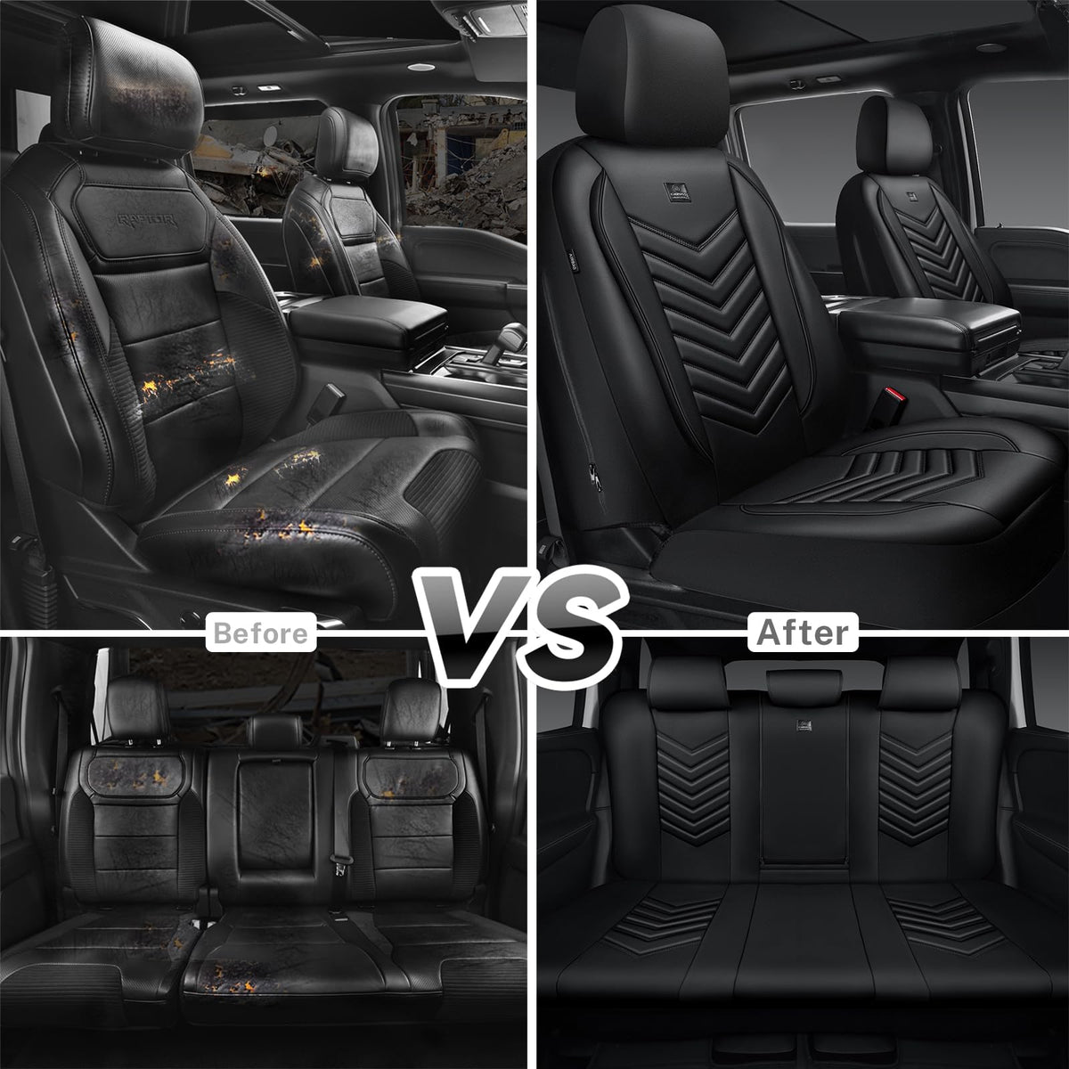 3D Foam Faux Leather Seat Covers Full Set B645