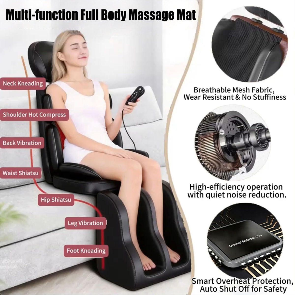 Heated Vibration Full Body Massage Mat B16217