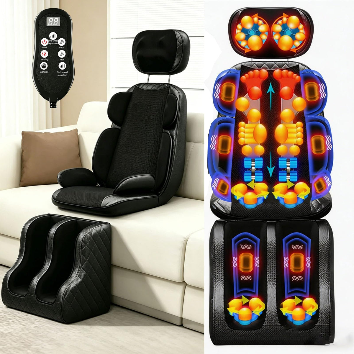 Heated Vibration Full Body Massage Mat B16217
