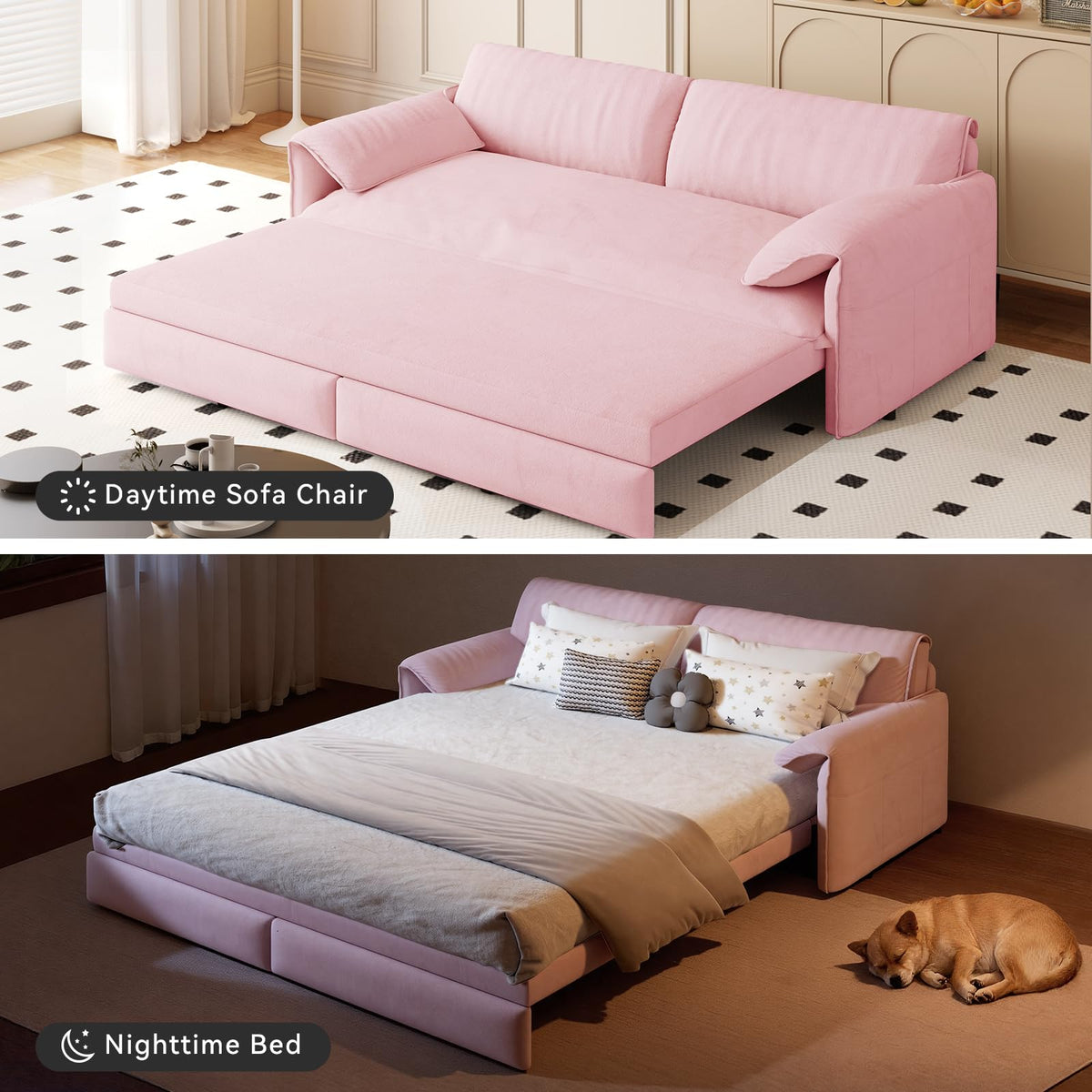 Queen Size Velvet Sleeper Sofa Bed D3580