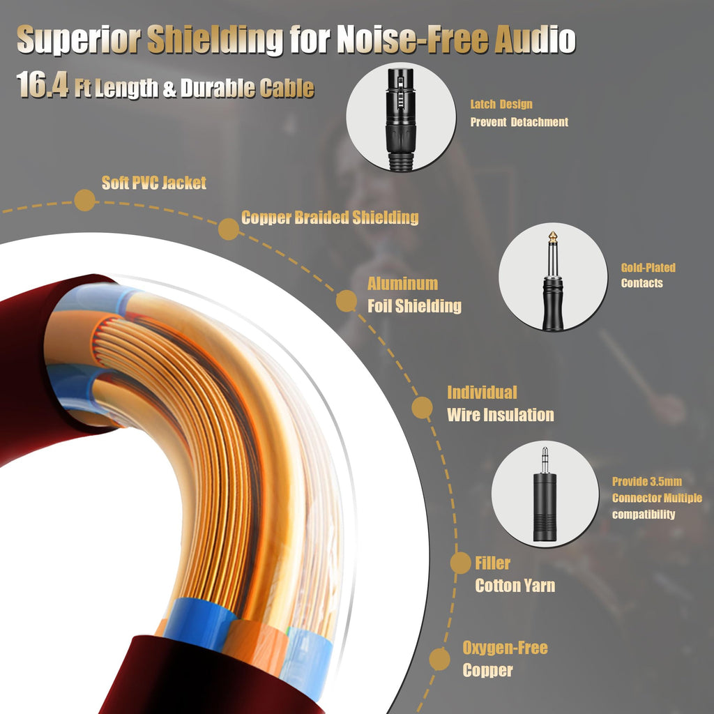 Dynamic Handheld Vocal Microphone with XLR to 1/4'' Audio Cable F4325