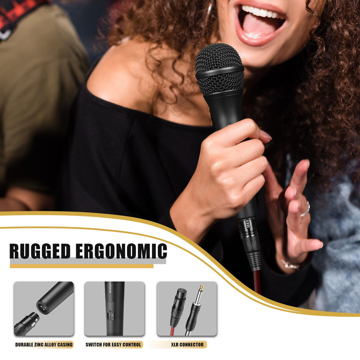 Dynamic Handheld Vocal Microphone with XLR to 1/4'' Audio Cable F4325