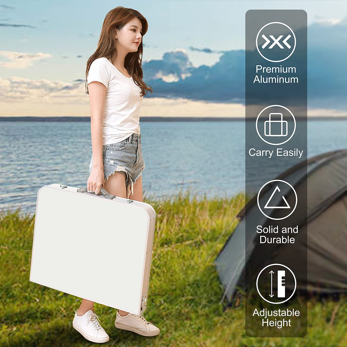 4 FT Aluminum Height Adjustable Folding Camping Table B963058