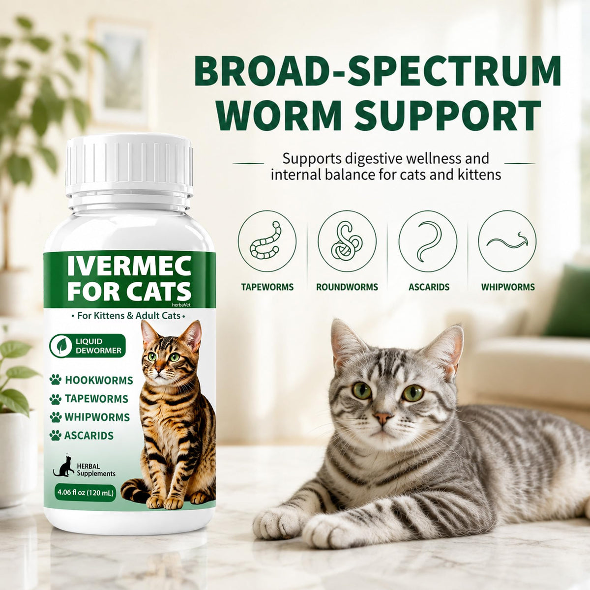 Cat Dewormer Liquid for Cats & Kittens A236931