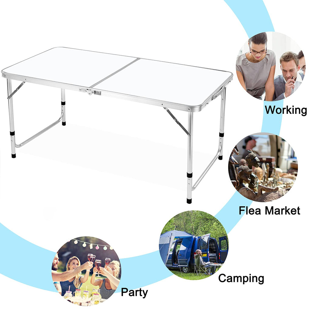 4 FT Aluminum Height Adjustable Folding Camping Table B963058