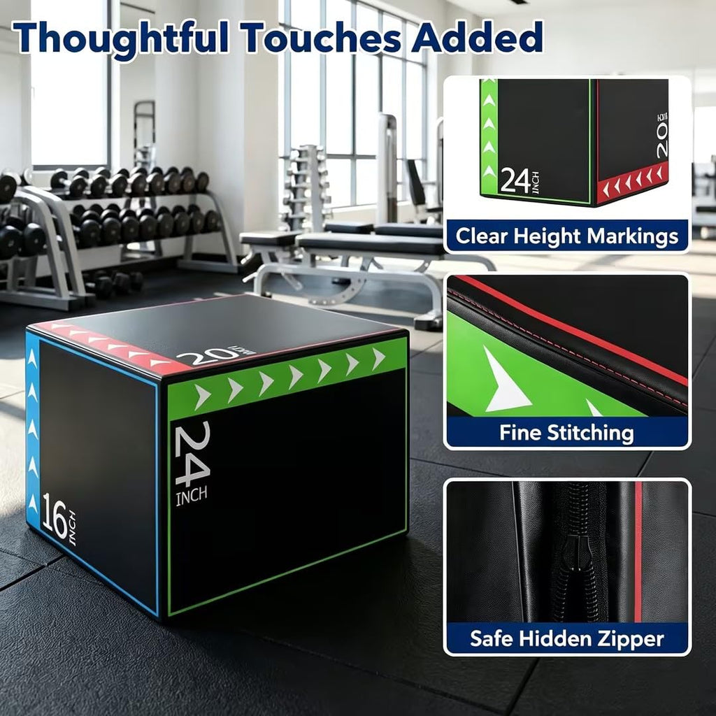 3 in 1 Plyometric Jump Box 16/20/24 Inch Soft Foam W24922