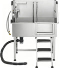 38” Stainless Steel Dog Washing Station with Faucet and Non-Slip Steps W44166