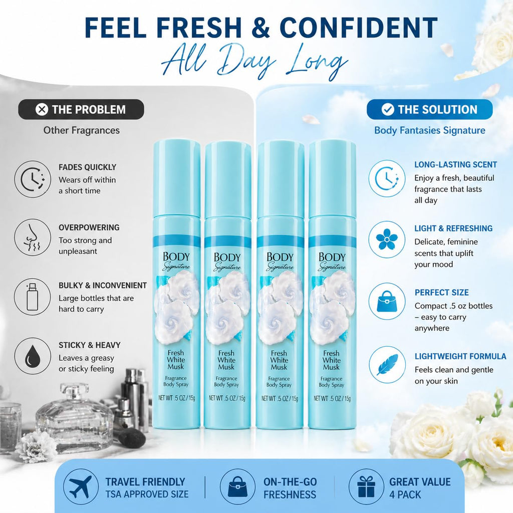 White Musk Body Spray 0.5 oz 4 Pack U3121
