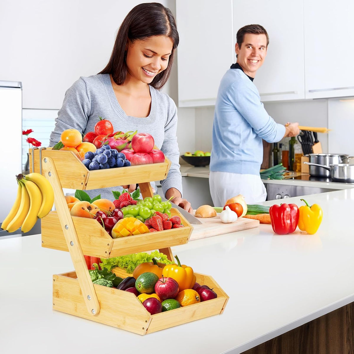 3 Tier Natural Bamboo Fruit Basket F961282