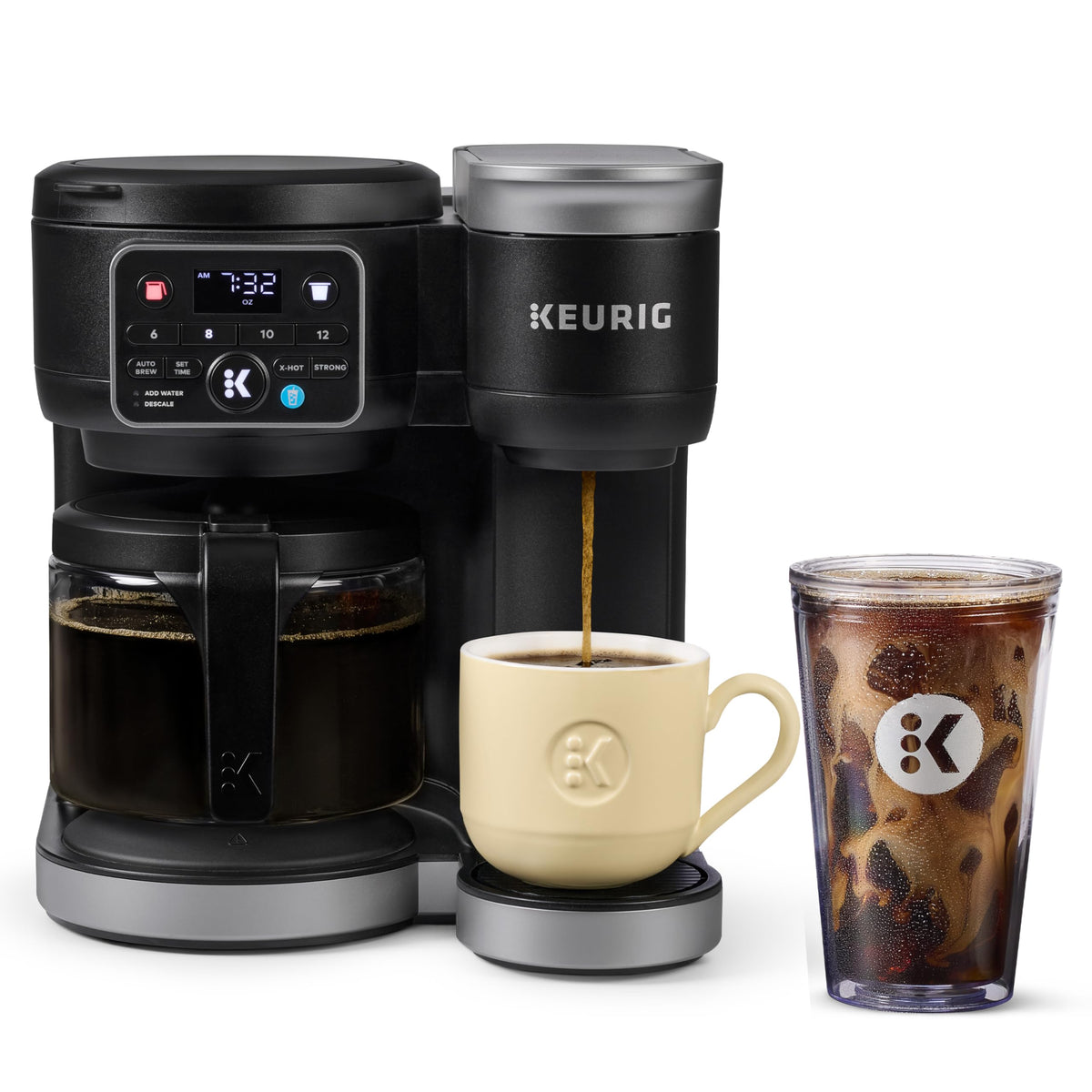 Black Single Serve K-Cup Pod & Carafe Coffee Maker I322