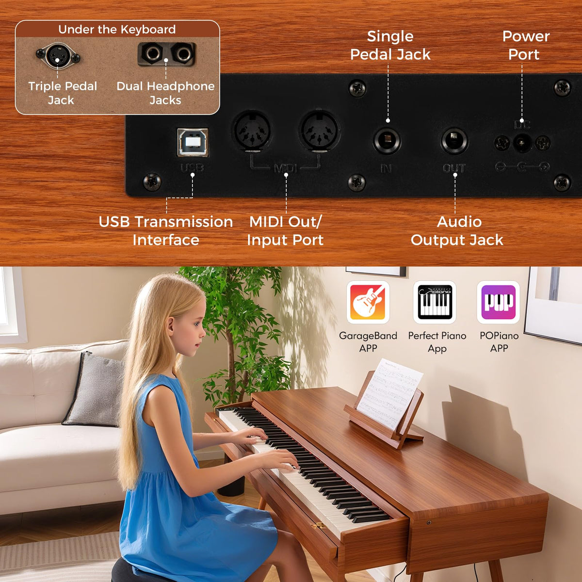 88 Key Weighted Digital Piano with Triple Pedals L382371