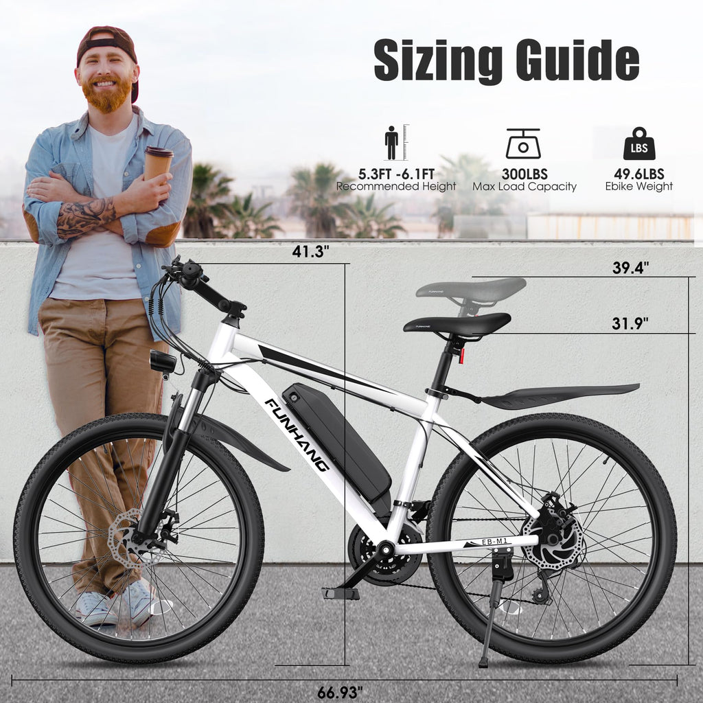 1000W 50Miles 26" Electric Mountain Bike with 48V Removable Battery X4369