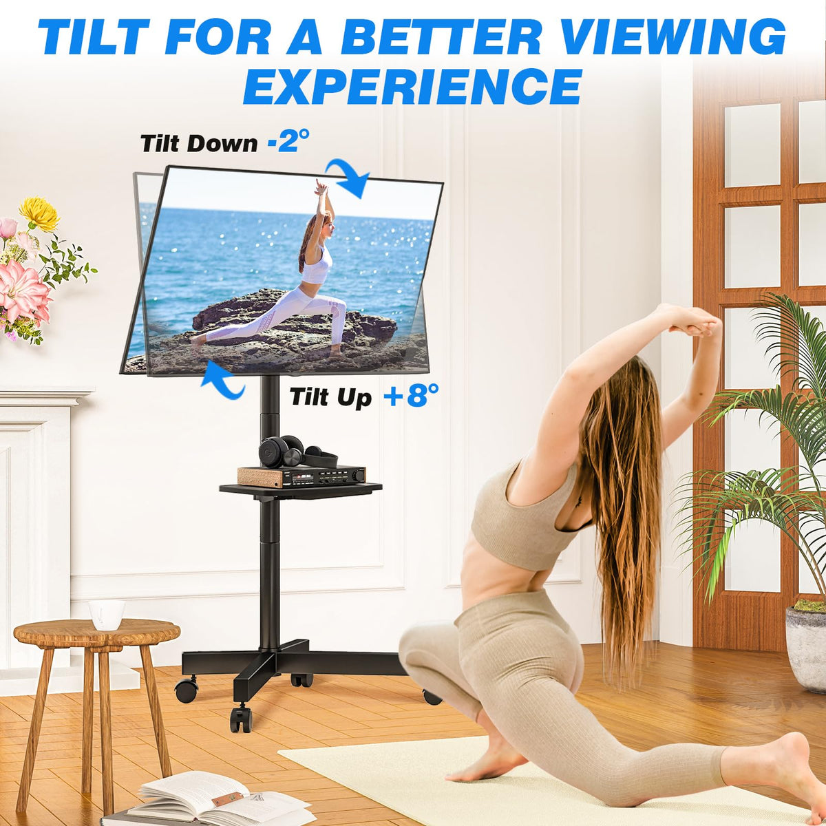 Mobile TV Stand for 23-65 Inch Flat Curved TVs Black V758612