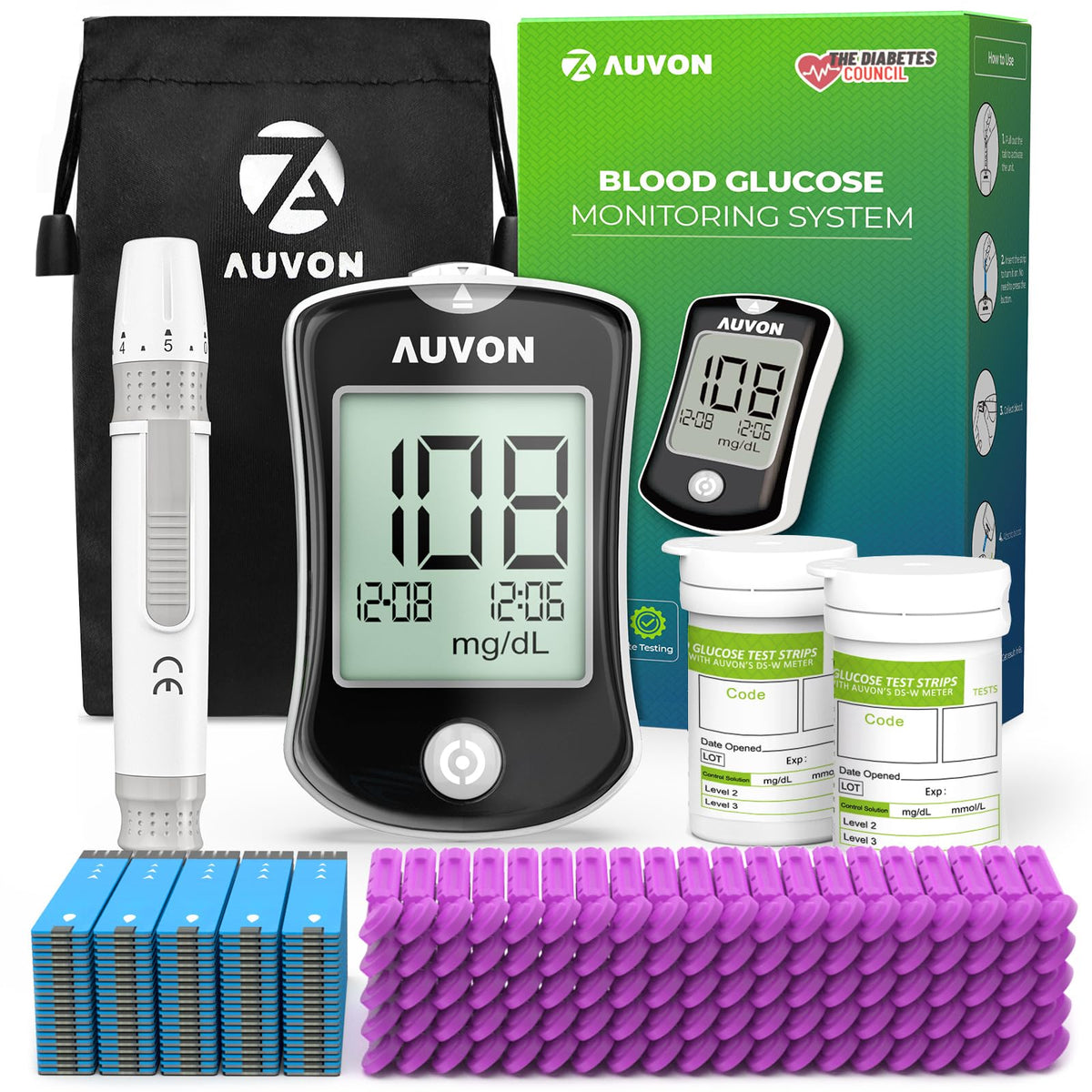 Blood Glucose Monitor Kit with 100 Strips Y725082